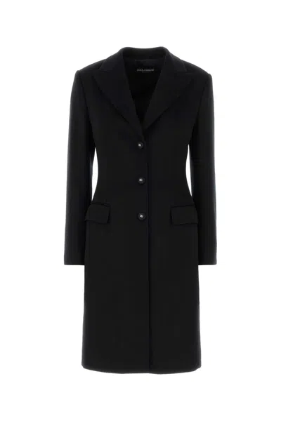 Dolce & Gabbana Wool Blend Coat In Black