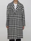 Dolce & Gabbana Black And White Coat With All-over Check Motiv In Wool Blend Woman In White