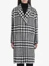 Dolce & Gabbana Black And White Coat With All-over Check Motiv In Wool Blend Woman In White