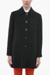 DOLCE & GABBANA WOOL BLEND COAT WITH LOGOED BUTTONS
