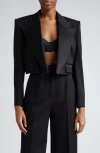 Dolce & Gabbana Wool Blend Cropped Tuxedo Jacket In Nero
