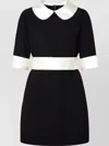 Dolce & Gabbana Peter Pan-collar Short-sleeve Belted Crepe Mini Dress