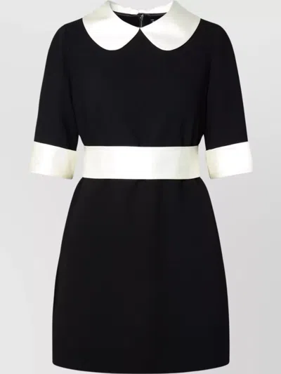 Dolce & Gabbana Wool Blend Dress With Contrast Collar And Cuffs In Black