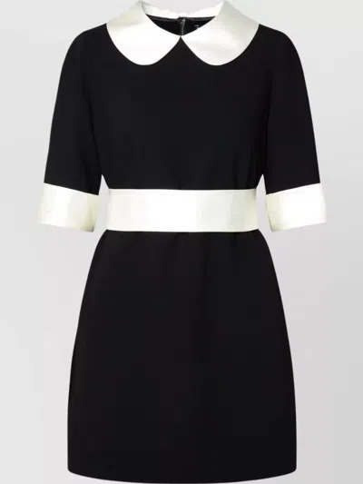 DOLCE & GABBANA WOOL BLEND DRESS WITH CONTRAST COLLAR AND CUFFS