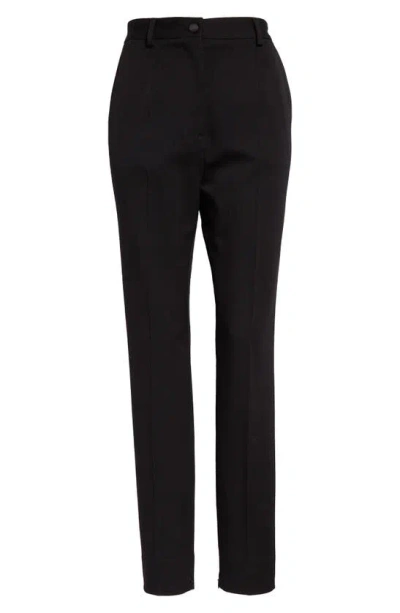 Dolce & Gabbana Wool Blend Gabardine Ankle Trousers In Nero