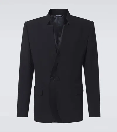 Dolce & Gabbana Wool-blend Gabardine Blazer In Black