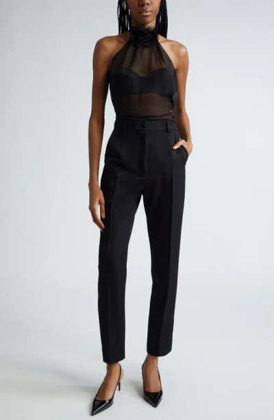 Dolce & Gabbana Wool Blend Gabardine Cigarette Pants In Nero