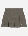 Dolce & Gabbana Wool-blend Glen Plaid Skirt With Dg Logo In Multicolor