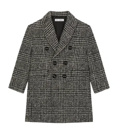 Dolce & Gabbana Kids' Wool-blend Herringbone Coat In Burgundy
