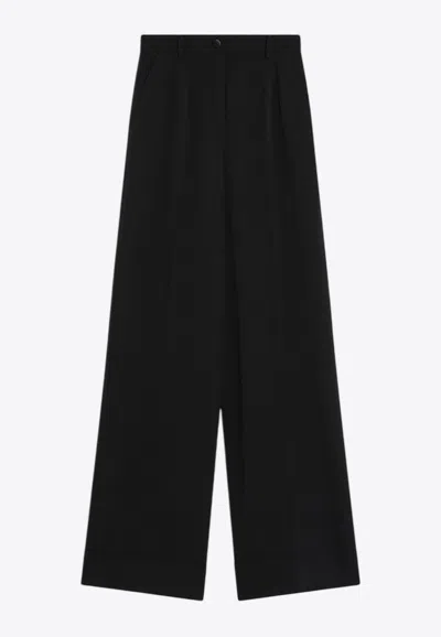 Dolce & Gabbana Wool-blend High-rise Pants In Black