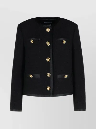 DOLCE & GABBANA WOOL BLEND JACKET FEATURING EMBELLISHED BUTTONS