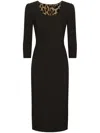 Dolce & Gabbana Virgin Wool Midi Dress In Black