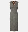 Dolce & Gabbana Houndstooth Sleeveless Midi Dress In Gray