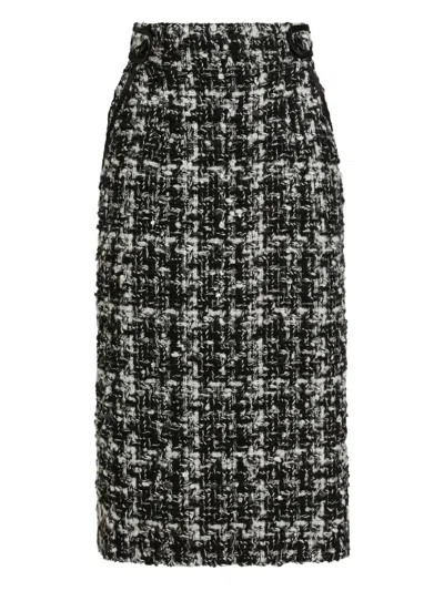 Dolce & Gabbana Wool Blend Midi Skirt In Gray