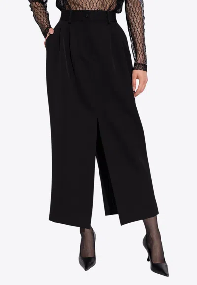 DOLCE & GABBANA WOOL-BLEND MIDI TUXEDO SKIRT