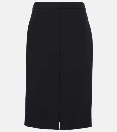 Dolce & Gabbana Black Vented Midi Skirt In N0000 Nero
