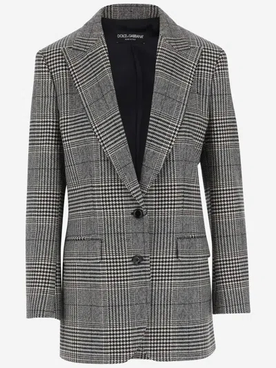 Dolce & Gabbana Wool Blend Single-breasted Jacket In Grey