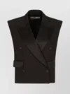 Dolce & Gabbana Sleeveless Double-breasted Wool Gabardine Tuxedo Jacket