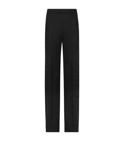 Dolce & Gabbana Wool-blend Straight-leg Trousers In Black