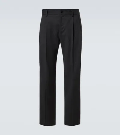 Dolce & Gabbana Wool-blend Straight Pants In Grau