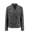 Dolce & Gabbana Striped Double-breasted Jacket In Gray