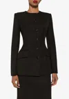 Dolce & Gabbana Single-breasted Collarless Blazer In Black