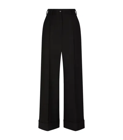 Dolce & Gabbana Wool-blend Tailored Trousers In Black