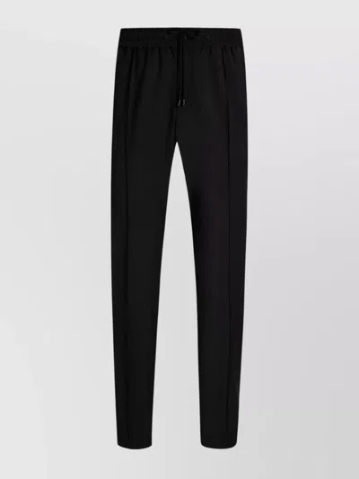 DOLCE & GABBANA WOOL BLEND TAPERED TROUSERS WITH DRAWSTRING WAIST