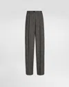 Dolce & Gabbana Wool Blend Trousers With Dotted Print In Gray