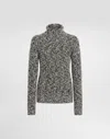 Dolce & Gabbana Two-tone Knit Turtleneck Sweater In Gray