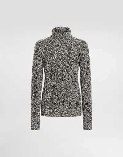Dolce & Gabbana Two-tone Wool Blend Sweater In Gray