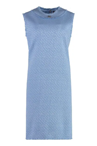 Dolce & Gabbana Wool Blend Tweed Dress In Blue