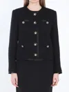 Dolce & Gabbana Jeweled Button Boucle Jacket In Black