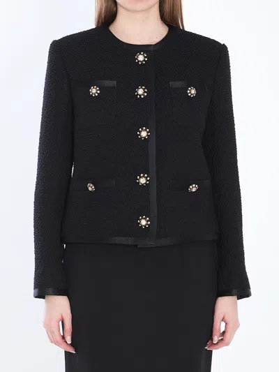 Dolce & Gabbana Wool Blend Tweed Jacket In Black