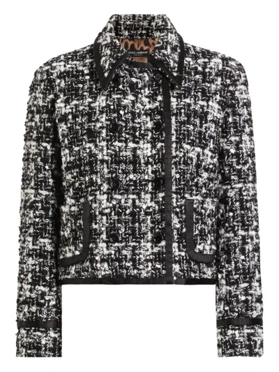 Dolce & Gabbana Wool Blend Tweed Jacket In Gray