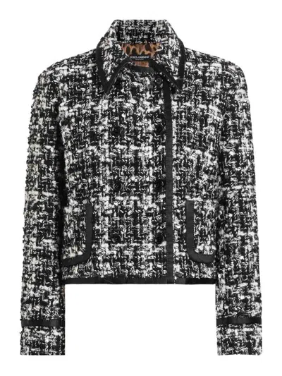 Dolce & Gabbana Wool Blend Tweed Jacket In Gray