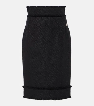 DOLCE & GABBANA WOOL-BLEND TWEED PENCIL SKIRT