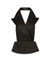 Dolce & Gabbana Black Double-breasted Vest With Rear Cut-out In Silk And Wool Woman