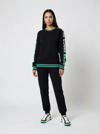 Dolce & Gabbana Wool Blend With Contrast Trim Sweatshirt In Black
