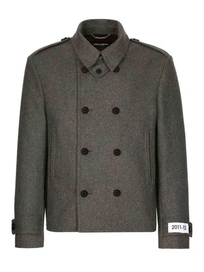 Dolce & Gabbana Wool Caban Coat In Grey