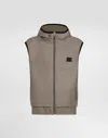 Dolce & Gabbana Wool Canvas Hooded Gilet In Brown