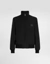 Dolce & Gabbana Zip-up Bomber Jacket With Logo Patch In Black