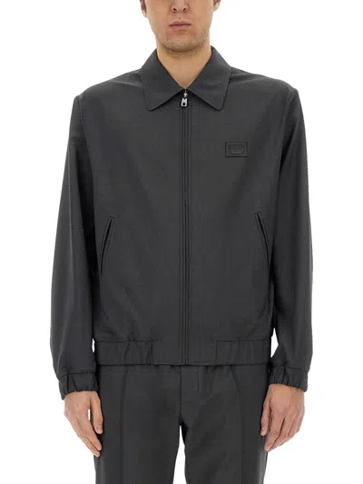 DOLCE & GABBANA WOOL CANVAS JACKET WITH PLAQUE