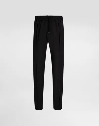 Dolce & Gabbana Wool Canvas Joggers In Black
