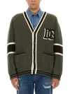 Dolce & Gabbana Striped Virgin Wool V-neck Cardigan In Military Green