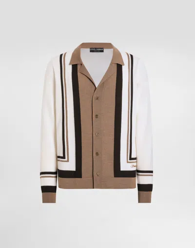 DOLCE & GABBANA WOOL CARDIGAN WITH DG EMBROIDERY