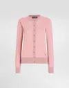 Dolce & Gabbana Wool Cardigan With Dg Logo Embroidery In Pink