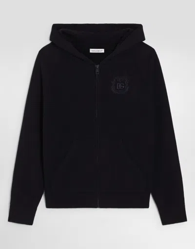 Dolce & Gabbana Kids' Wool Cardigan With Zip In Black
