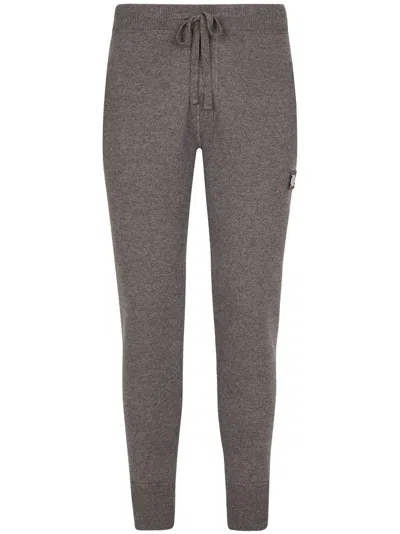 Dolce & Gabbana Logo-plaque Knitted Track Pants In Grey