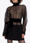 Dolce & Gabbana Wool Crepe And Organza Mini Dress In Black